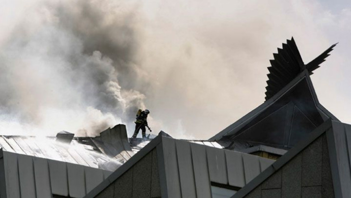 Berlin Philharmonic Hall on fire