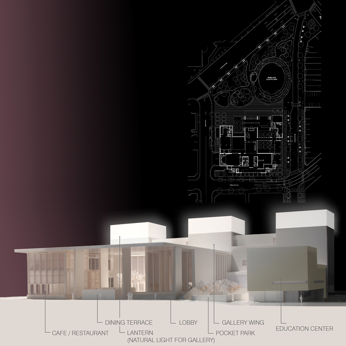 model-with-site-plan model + site plan