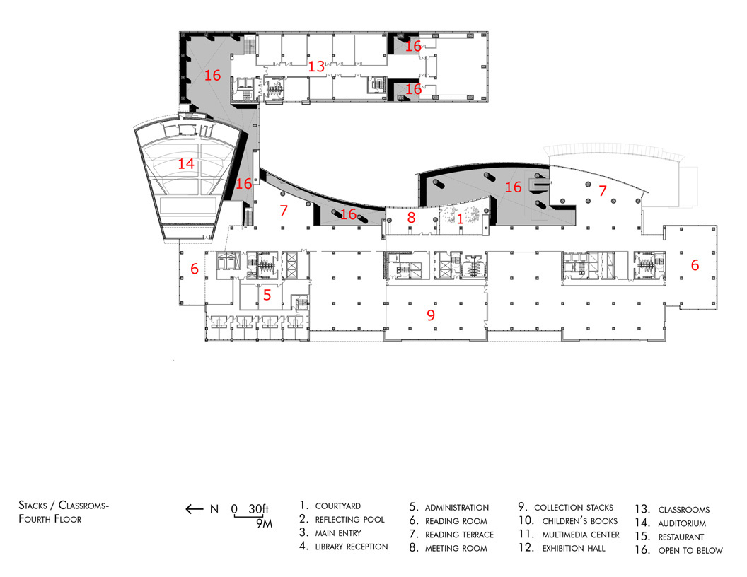 H:Studio-320031.00 Chongqing LibraryDwgsSK120.dwg A0 (1) fourth floor plan