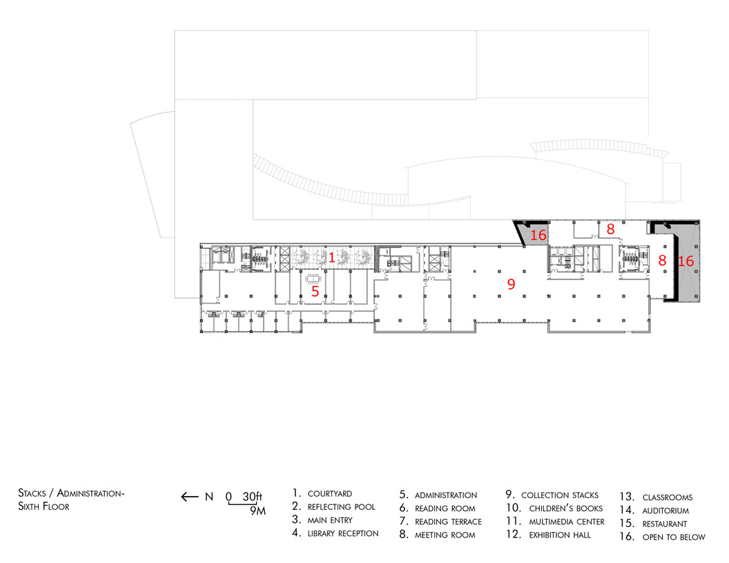 H:Studio-320031.00 Chongqing LibraryDwgsSK122.dwg A0 (1) sixth floor plan