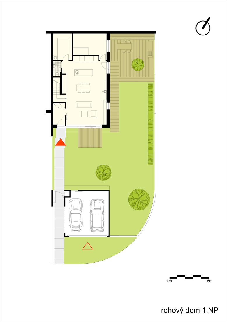 radovka stavba roka.ai end section house ground floor plan