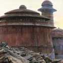 2 2. JABBA THE HUTT'S PALACE, TATOOINE. This monumental structure in stone and metal is composed of three cylindrical towers; located at the fringe of the Northern Dune Sea on the planet of Tatooine, it was originally built as a monastery by the B’omarr Monks. The palace’s hulking mass dominates the surroundings and is home to torture chambers, droid pool, storage area for frozen enemies and Rancor pit. Not universally admired, C3P0 commented: ‘That is scarcely what I would call a palace, Artoo. It looks more like an iron foundry’.