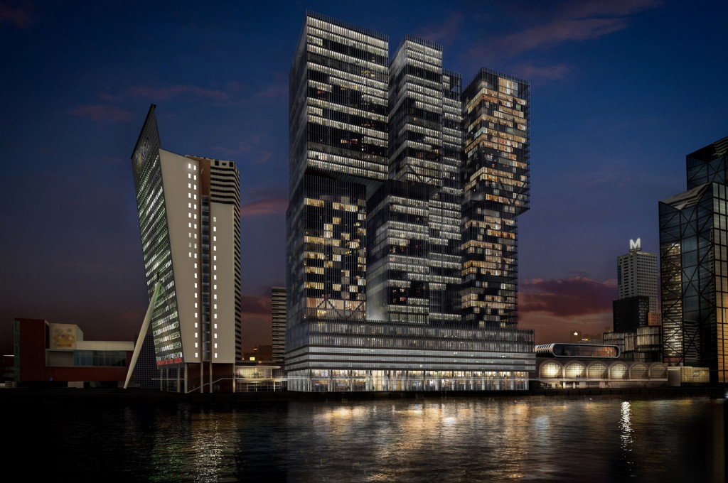 exterior-night-de-rotterdam © OMA