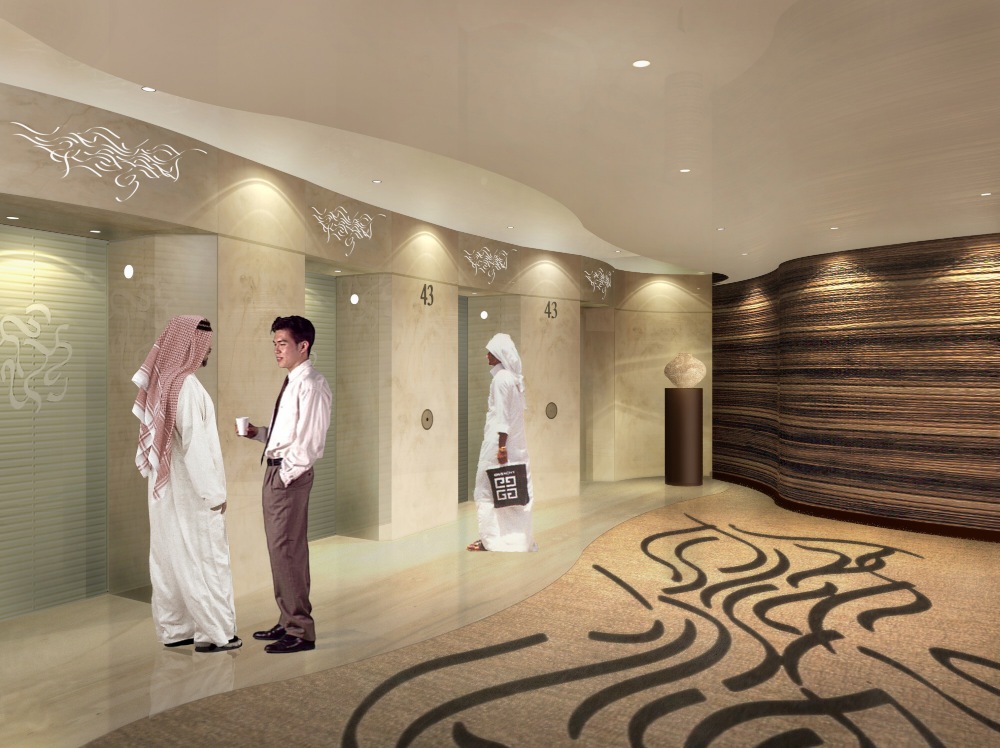 1251253858-burj-dubai-elev-lobby Elevator Lobby at Burj Dubai, © Skidmore, Owings and Merrill LLP, Rendering by Crystal CG
