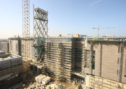 Construction North Research Labs 1 2 with the Solar Tower in between March 2009 KAUST Construction, north research labs, Solar Tower in between