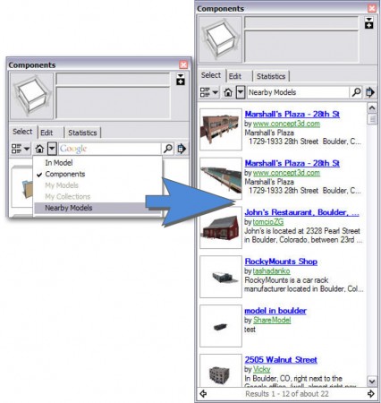 NearbyModelBrowser Nearby By model search in SketchUp 7.1 Component Browser