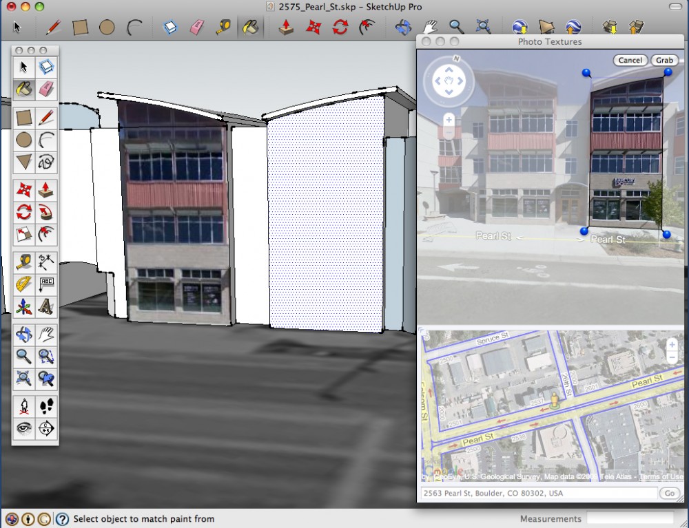 PhotoTextureMac Photo Texture window in SketchUp 7.1 on a Mac