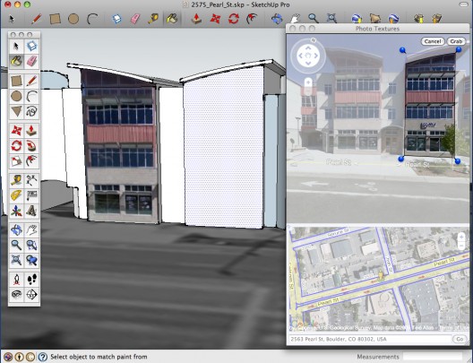 PhotoTextureMac Photo Texture window in SketchUp 7.1 on a Mac