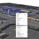 UploadComponent Upload component context menu shown for one building among many being modeled