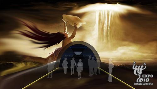 21630 21630 Theatre inside the pavilion recounts Chinese myths
