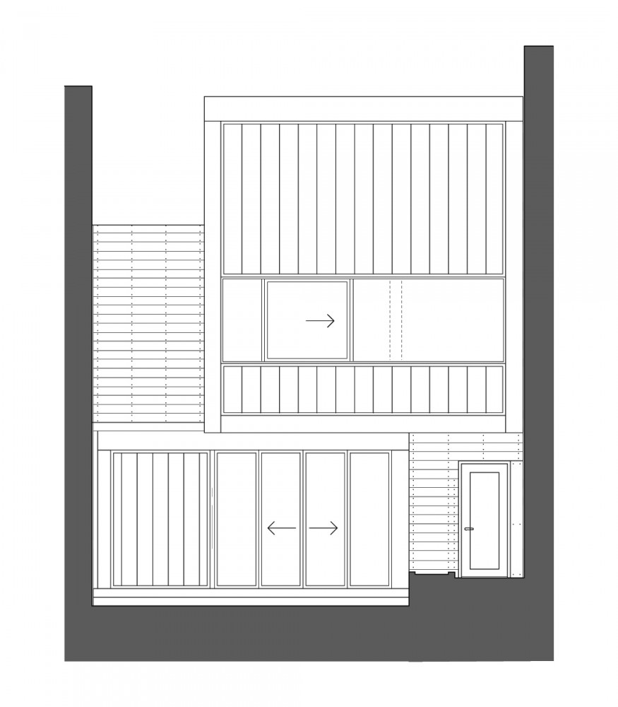 Powell_Facade-Section inner patio elevation