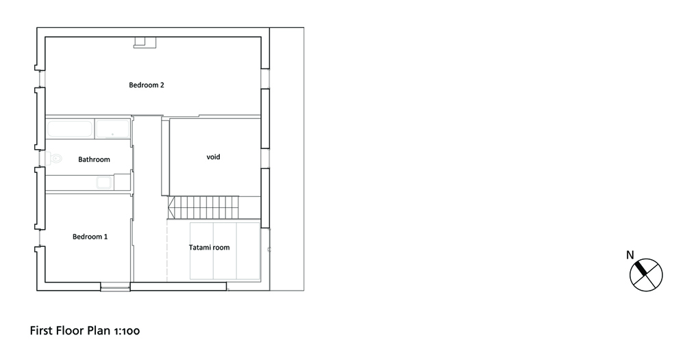 Wooden Japanese House - Konishi Gaffney Architects first floor plan