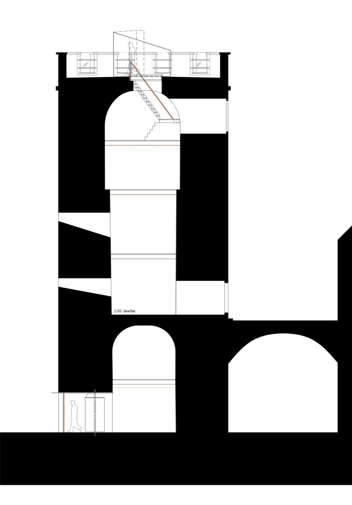 Castle-Tower Regensberg - L3P Architects section