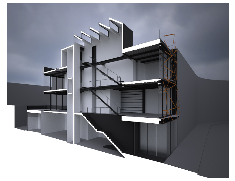 Gallery House - Ogrydziak Prillinger Architects perspective section