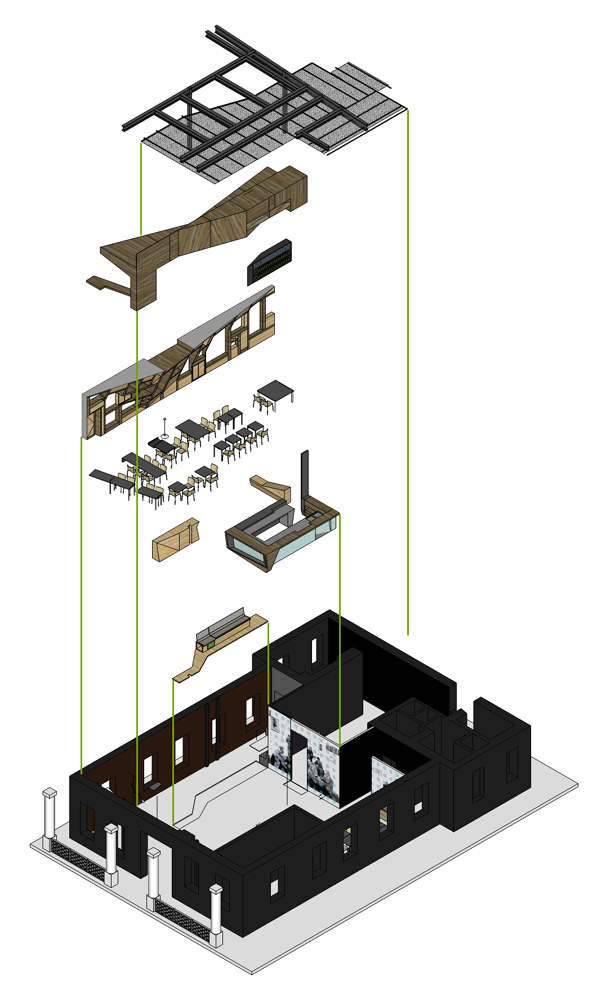Theodor Restaurant - SO Architecture exploded axo