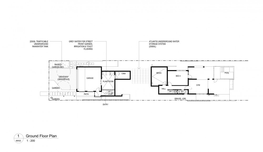 Hill End Ecohouse - Riddel Architecture ground floor plan