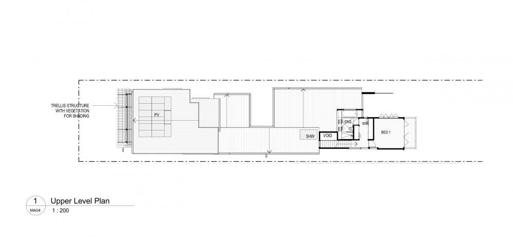 Hill End Ecohouse - Riddel Architecture upper floor plan