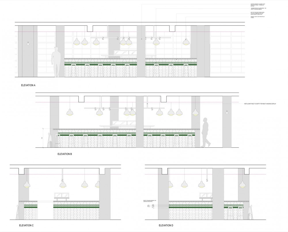 Pizza East / Michaelis Boyd bar elevation