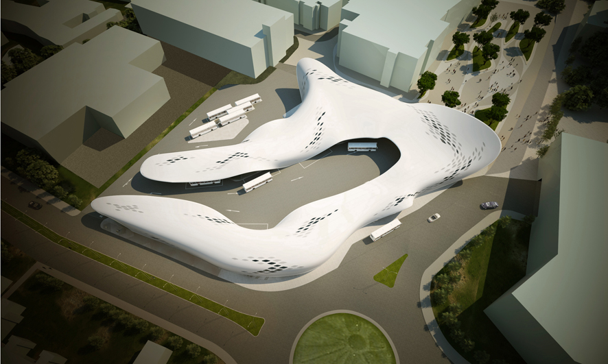 Stoke-on-Trent Bus Station Proposal by Austin-Smith: Lord Aerial view looking North