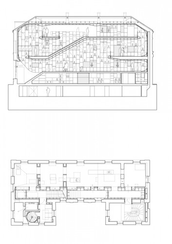 section + floor plan