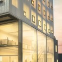 Advanced Manufacturing Centre / HASSELL Perspective of entrance at Northwest corner