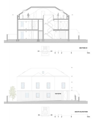 section & south elevation