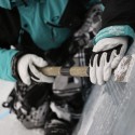 Ben Rousseau working on Tron inspired Room at the Ice Hotel Ice Scuplting