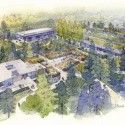 Rendering of an aerial view to Bellevue Botanical Garden  © Olson Kundig Architects