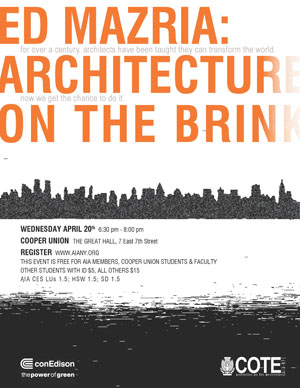 Ed Mazria to Lecture at Cooper Union