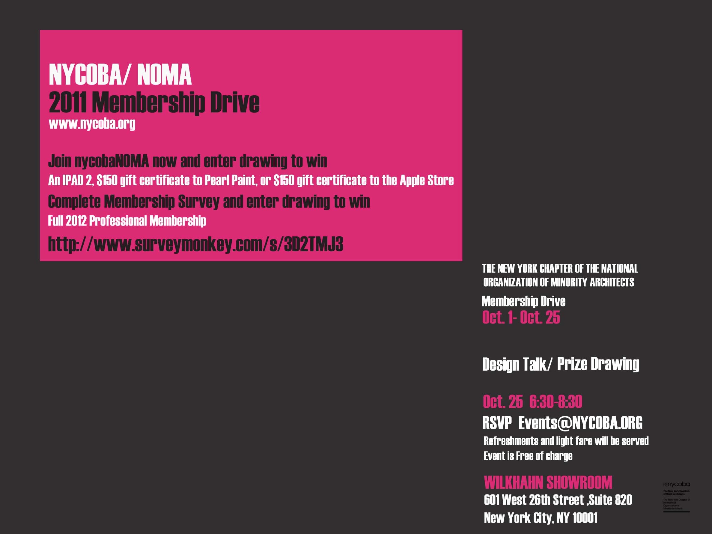 nycobaNOMA 2011 Membership Drive and Design Talk