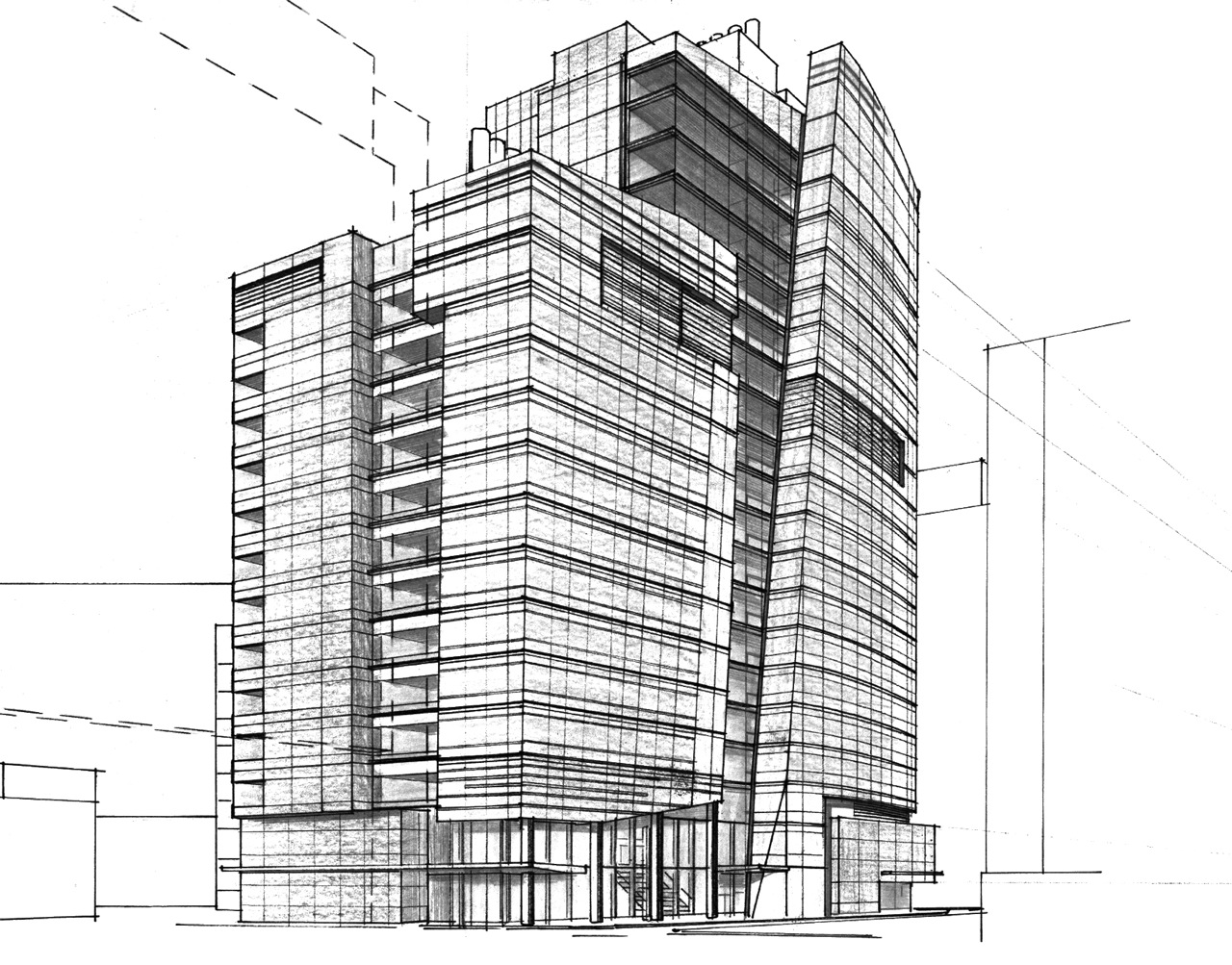 Architecture Photography curtain wall sketch (175161)