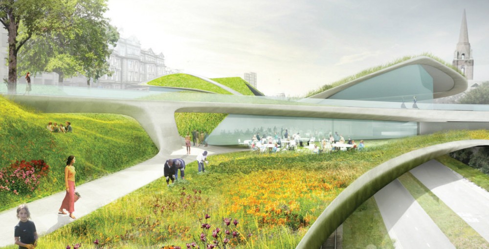 Diller Scofidio + Renfro_Aberdeen center (8) Learning Garden / Denburn Overlook - Rendering provided by the Diller Scofidio + Renfro submission boards