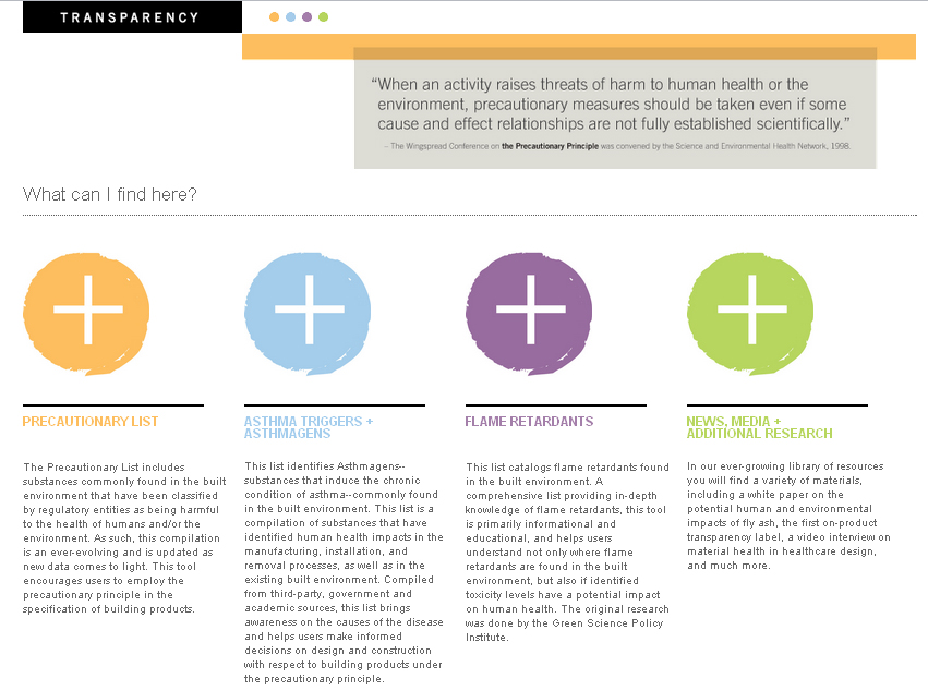 Transparency in the Building Industry – Nutrition Labels for Building Materials
