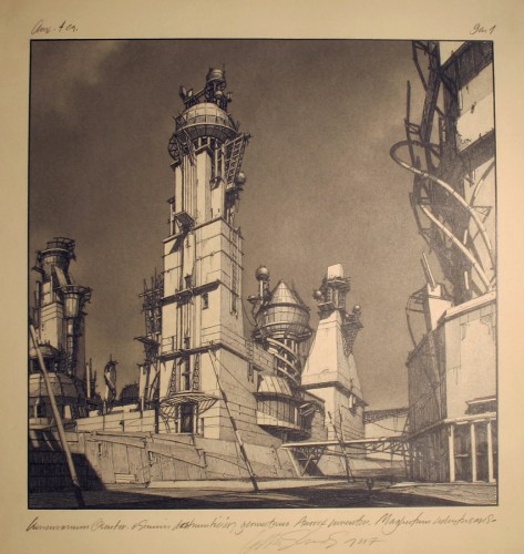Centricity - Quad GA Square with Geodynamic Towers / Lebbeus Woods