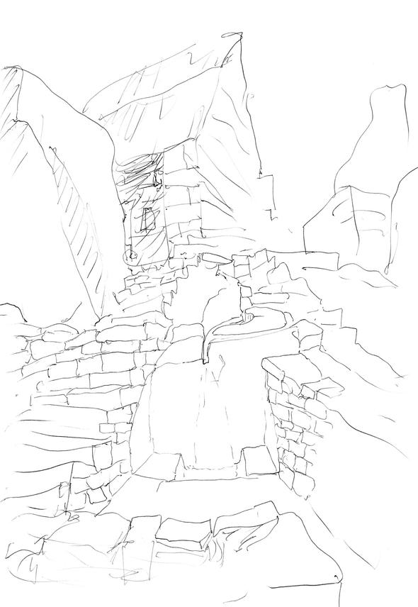 © Álvaro Siza - Sketch from notebook #399, Macchu Picchu, Peru. 1995