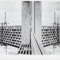 UNESCO Headquarters, Construction Photograph, View Along Façade of Secretariat; Place de Fontenoy, Paris, France; May 20, 1957 UNESCO Headquarters, Construction Photograph / Architect: Breuer-Nervi-Zehrfuss Architectes / Photographer: Marc Riboud, Photo UNESCO