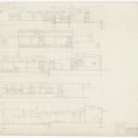 Robinson House, Elevations, Section (Construction Drawings); Williamstown, MA.; March 7, 1947 Robinson House, Elevations, Section / Architect: Marcel Breuer