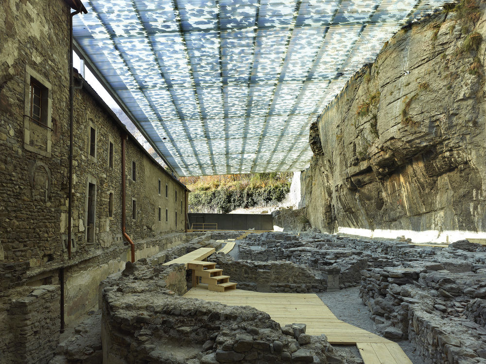 Coverage of Archaelogical Ruins of the Abbey Of St. Maurice / Savioz Fabrizzi Architectes