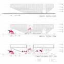 [BUENOS AIRES] New Contemporary Art Museum Competition Results (13) 1st place / longitudinal sections and elevations / Courtesy of Shelby Ponce & Eduardo Ponce