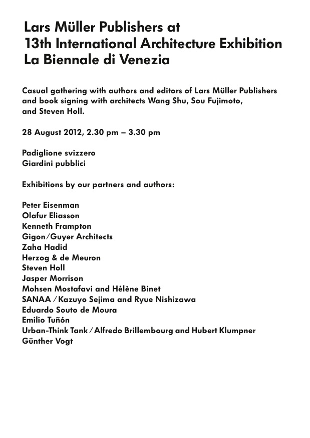 Venice Biennale 2012: “Lars Müller Publishers – Book Fever”
