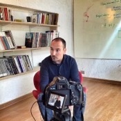 Josep Ferrando being interviewed at the ArchDaily office.