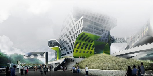 2a_View of Entrance to public plaza and Office Complex