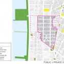 Masterplan for Hudson Square Streetscape Improvements (10) public and private open space diagram / Courtesy of Mathews Nielsen Landscape Architects