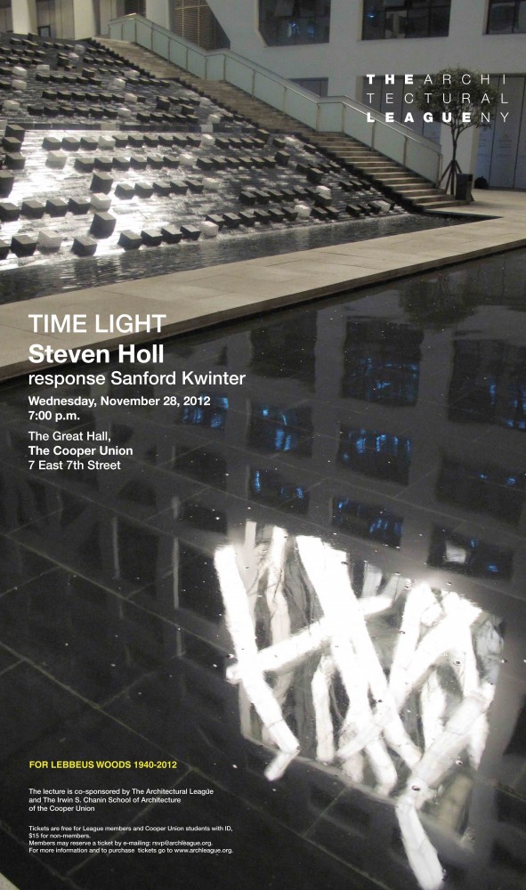 ‘Time Light’ Steven Holl Lecture at the Cooper Union