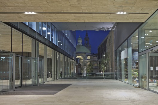 Rothschild Bank Headquarters, Forecourt and St Stephen Walbrook at night © OMA by Philippe Ruault