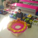 Meet the Artist Behind Those Amazing, Hand-Knitted Playgrounds Toshiko Horiuchi MacAdam, knitting one of her sculptures. Photo © Charles MacAdam