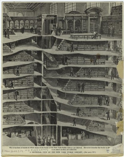 A sectional view of the New York Public Library. Cover of Scientific American, May 27, 1911. Image via the New York Public Library.