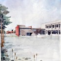 Donate to Architecture for Humanity, Get A Famous Architect's Sketch This sketch will be auctioned December 20th. Eskew+Dumez+Ripple  Estuarine Habitats & Fisheries Center | Lafayette  Watercolor 22 x 30. Image via Architecture for Humanity