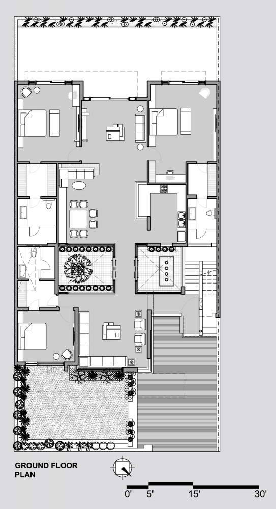 Twin Courtyard House / Charged Voids