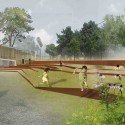 Yad Le’Banim Building Competition Entry - Cultural and Memorial Center (5) Yad Le’Banim Building Competition Entry - Cultural and Memorial Center (5) garden and outdoor seats / © Irad Shomroni and Josef Shushan